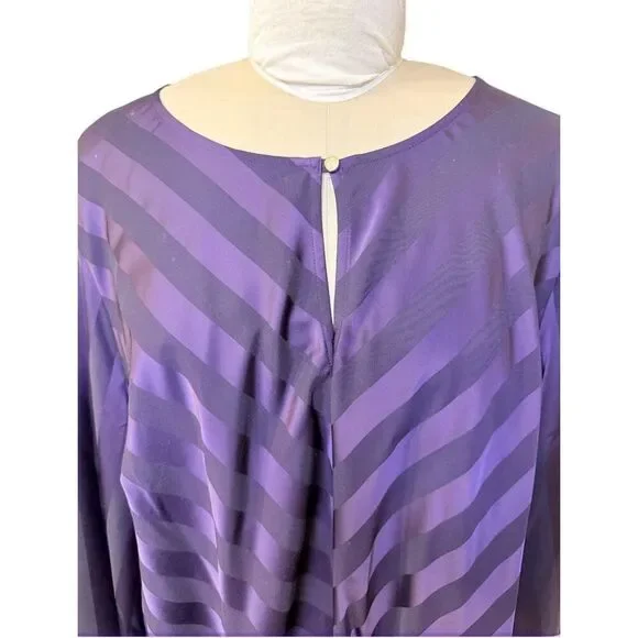Liz Claiborne Plus Size Blouse Purple Striped Long Sleeve 3X - Picture 6 of 11